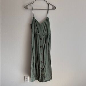 NWT Zara Elegant Green Button-Down Linen Dress